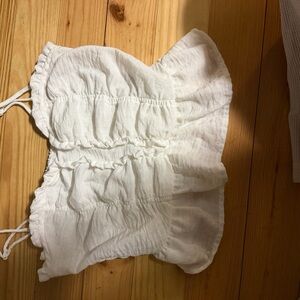 Sienna Sky White Ruched Ruffle Tank